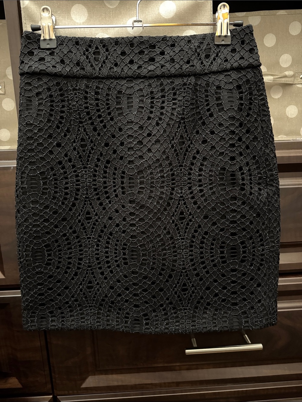 Maje Classic Black Lace Pencil Skirt